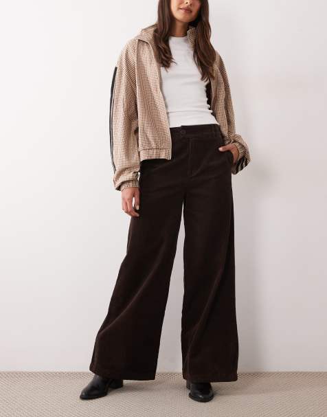 ASOS DESIGN straight leg trousers in cord in chocolate brown - view 1