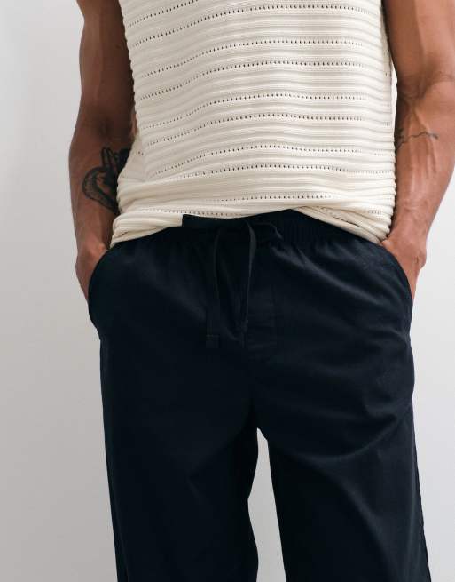 ASOS DESIGN straight linen blend trousers in black, 4 of 9