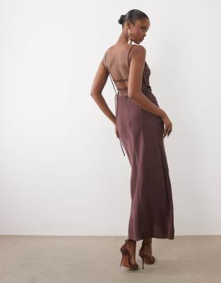 ASOS DESIGN straight neck cami midi dress with strappy back