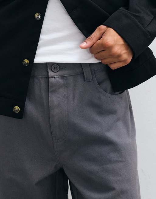 ASOS DESIGN straight pant in charcoal moleskin, 3 of 5