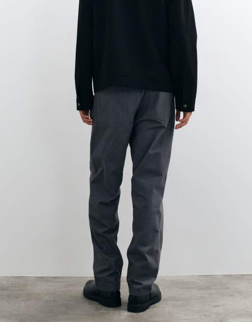 ASOS DESIGN straight pant in charcoal moleskin, 5 of 5