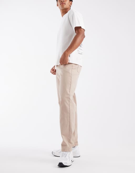 ASOS DESIGN straight pants in beige, 2 of 5
