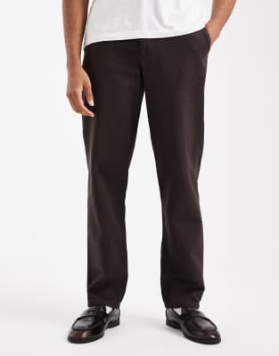 Asos Design Straight Pants In Brown