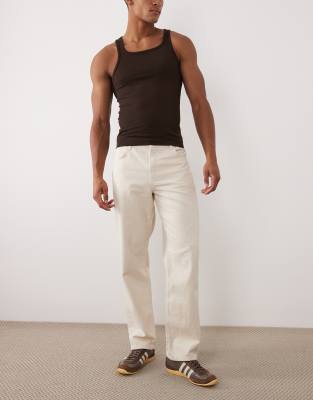 Asos Design Straight Pants In Neutral