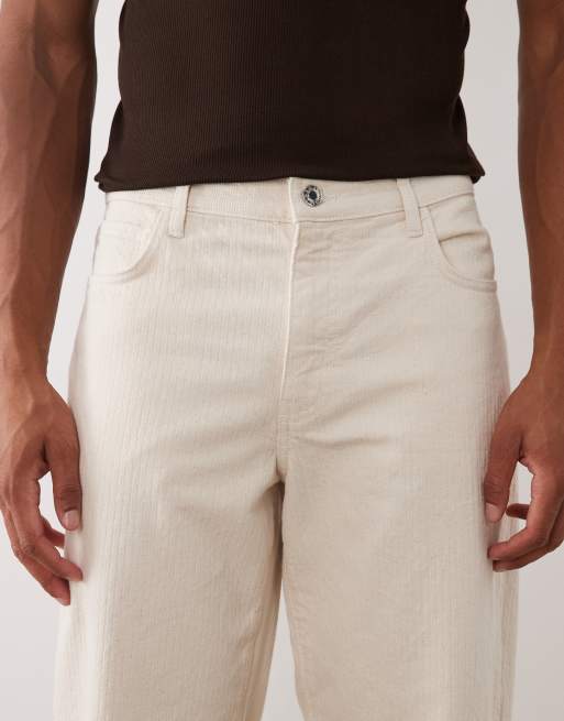 ASOS DESIGN straight pants in ecru herringbone, 4 of 5