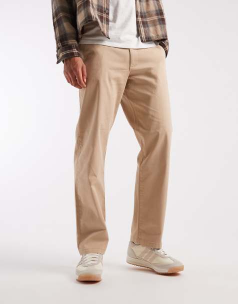 ASOS DESIGN straight pants in washed beige - view 1