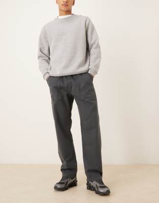 Asos Design Straight Pull On Jeans With Carpenter Styling-gray