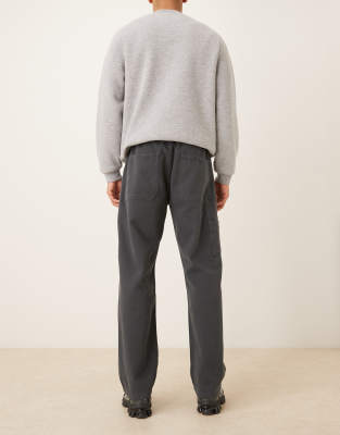 Asos Design Straight Pull On Jeans With Carpenter Styling-gray In Gray