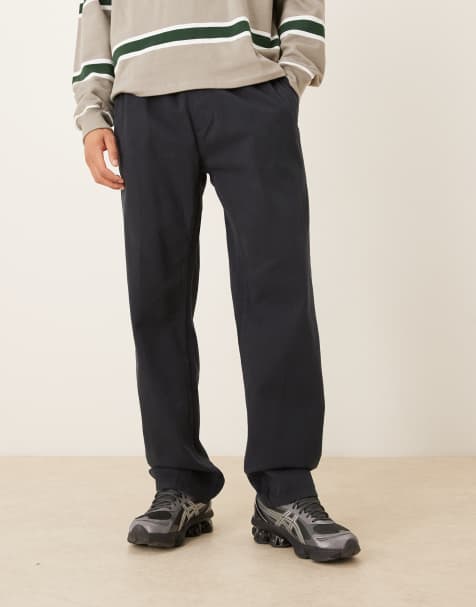 ASOS DESIGN straight fit trousers with elasticated waistband in black