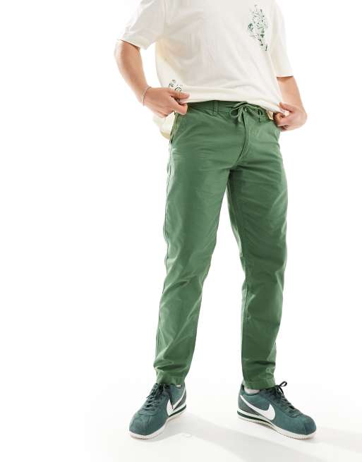 ASOS DESIGN straight ripstop pants in green