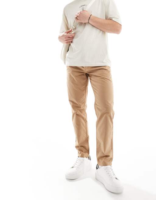 ASOS DESIGN straight ripstop pants in tan