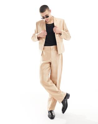 Asos Design Straight Safari Suit Pants In Gold