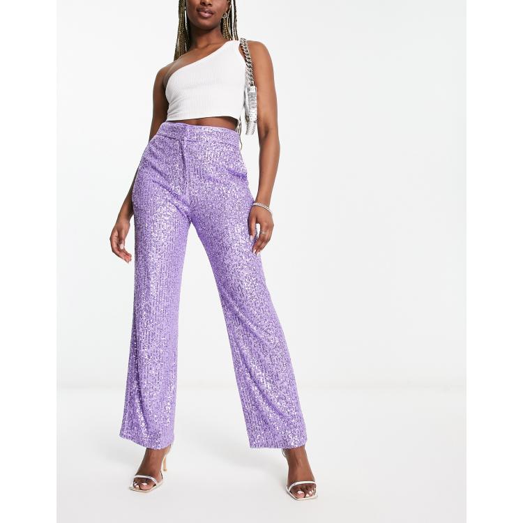 Gold Velvet Sequin Wide Leg Pants, Purple Door Boutique