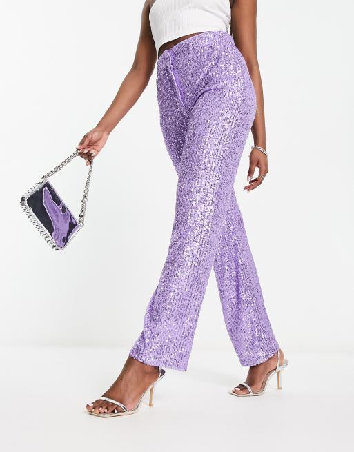 ASOS DESIGN sequin patterned flare pants in multi