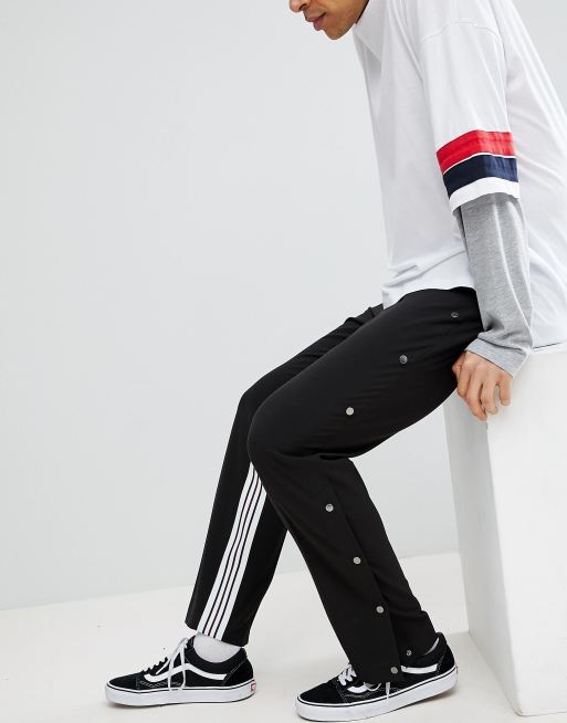 ASOS DESIGN straight smart pants with insert stripe & popper hem