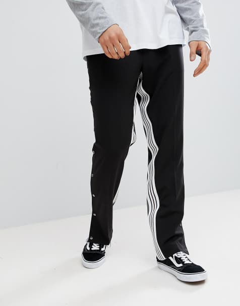 ASOS DESIGN straight smart pant with insert stripe & popper hem