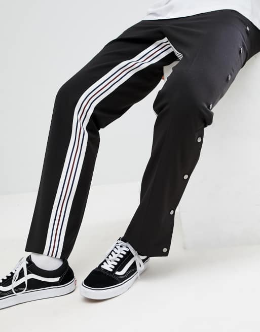 ASOS DESIGN straight smart trouser with insert stripe & popper hem, 3 of 4