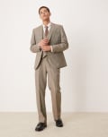 [ASOS DESIGN] ASOS DESIGN straight suit pants in brown basketweave W32 L32 Light brown