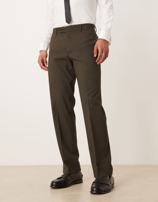 ASOS DESIGN straight suit pants in brown micro texture, 2 of 5