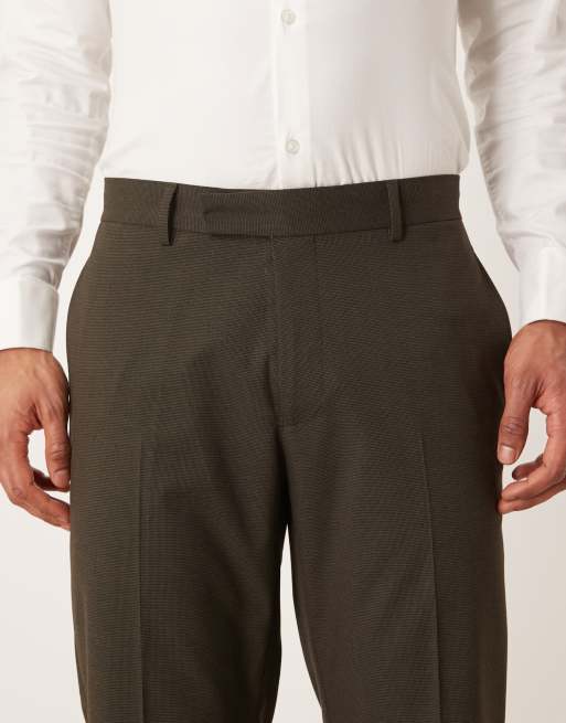 ASOS DESIGN straight suit pants in brown micro texture, 5 of 5