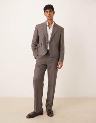 ASOS DESIGN straight suit pants in brown texture