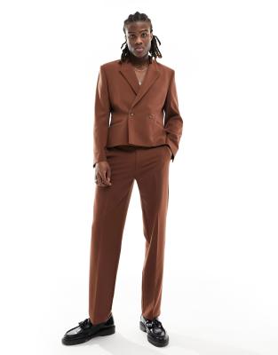 Asos Design Straight Suit Pants In Brown