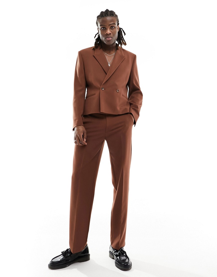 Asos Design Straight Suit Pants In Brown