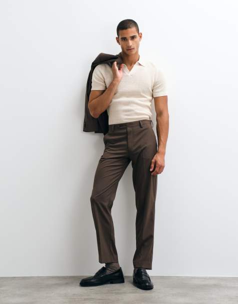ASOS DESIGN straight suit pants in brown - view 1
