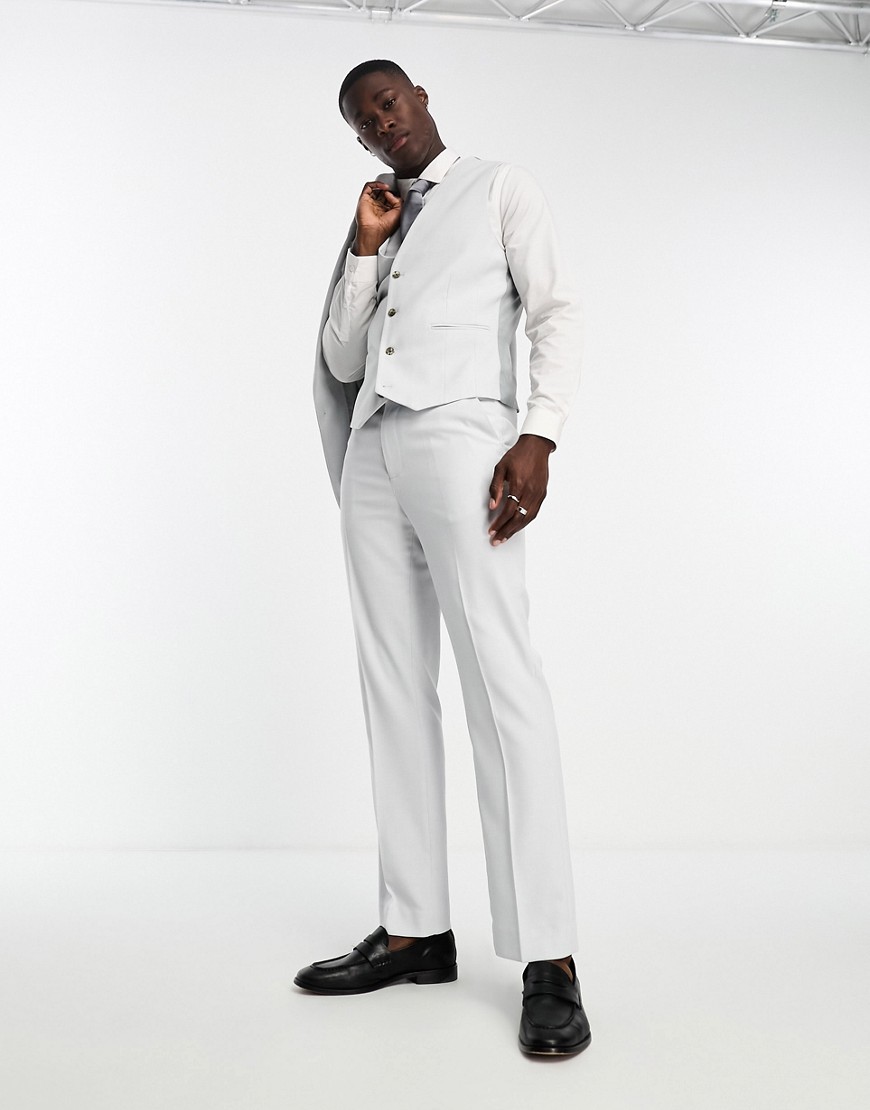 Asos Design Straight Suit Pants In Ice Gray In Micro Texture