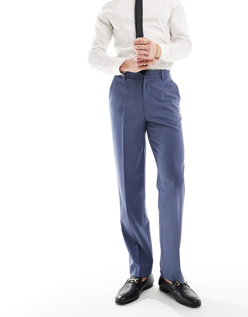 Asos Design Straight Suit Pants In Royal Blue Pindot-navy