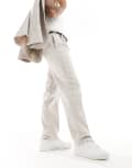 [ASOS DESIGN] ASOS DESIGN straight suit pants in tonal beige grid check-Neutral W34 L30 BEIGE