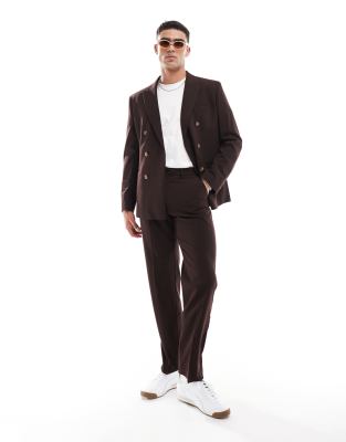 ASOS DESIGN straight suit trouser in brown