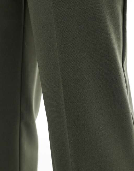 ASOS DESIGN straight leg suit pants in dark green