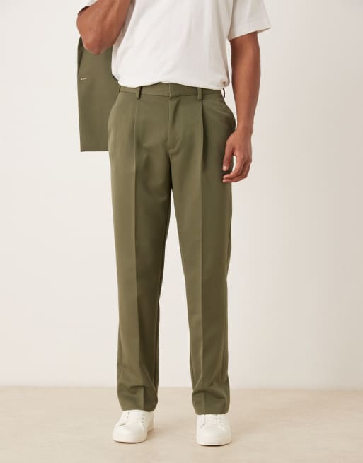 ASOS DESIGN straight suit trouser in olive twill