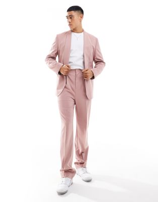 ASOS DESIGN straight suit trouser in pink