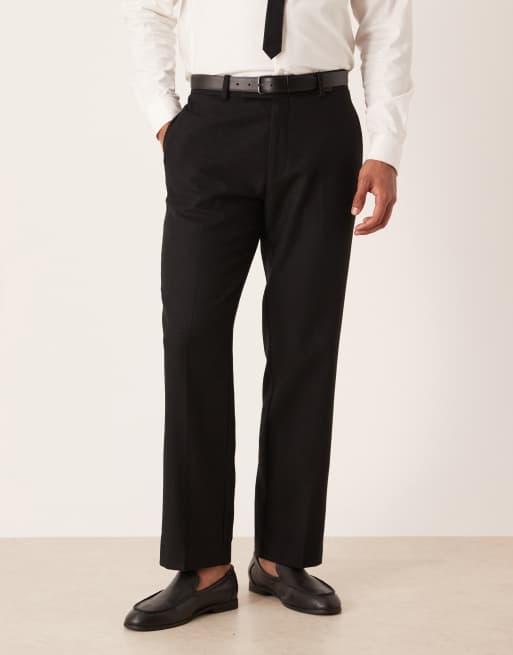 ASOS DESIGN straight suit trouser with wool in black, 2 of 5