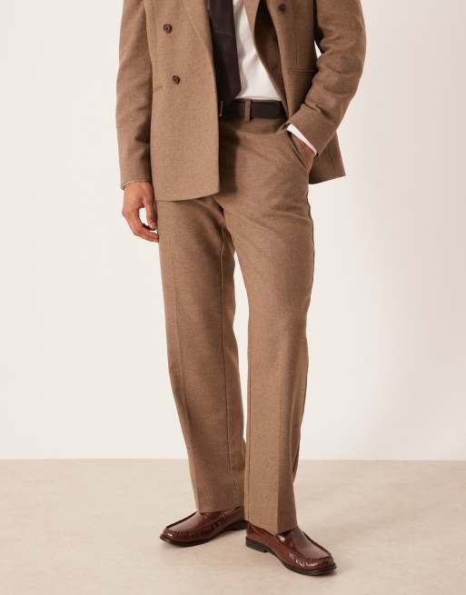ASOS DESIGN straight suit trouser with wool in brown, 2 of 5