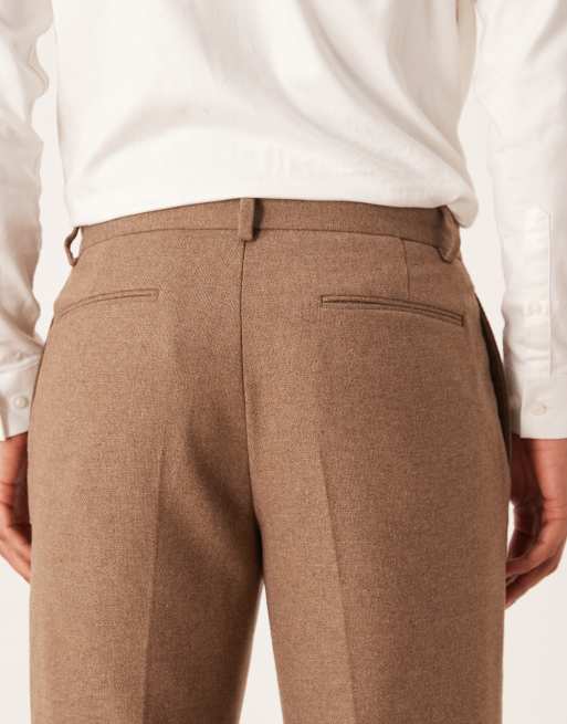 ASOS DESIGN straight suit trouser with wool in brown, 5 of 5