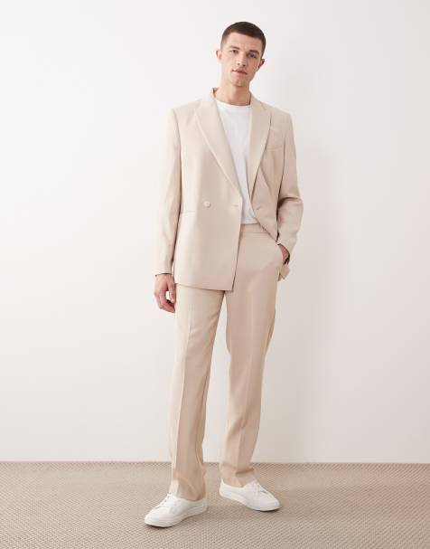 ASOS DESIGN straight suit trousers in beige