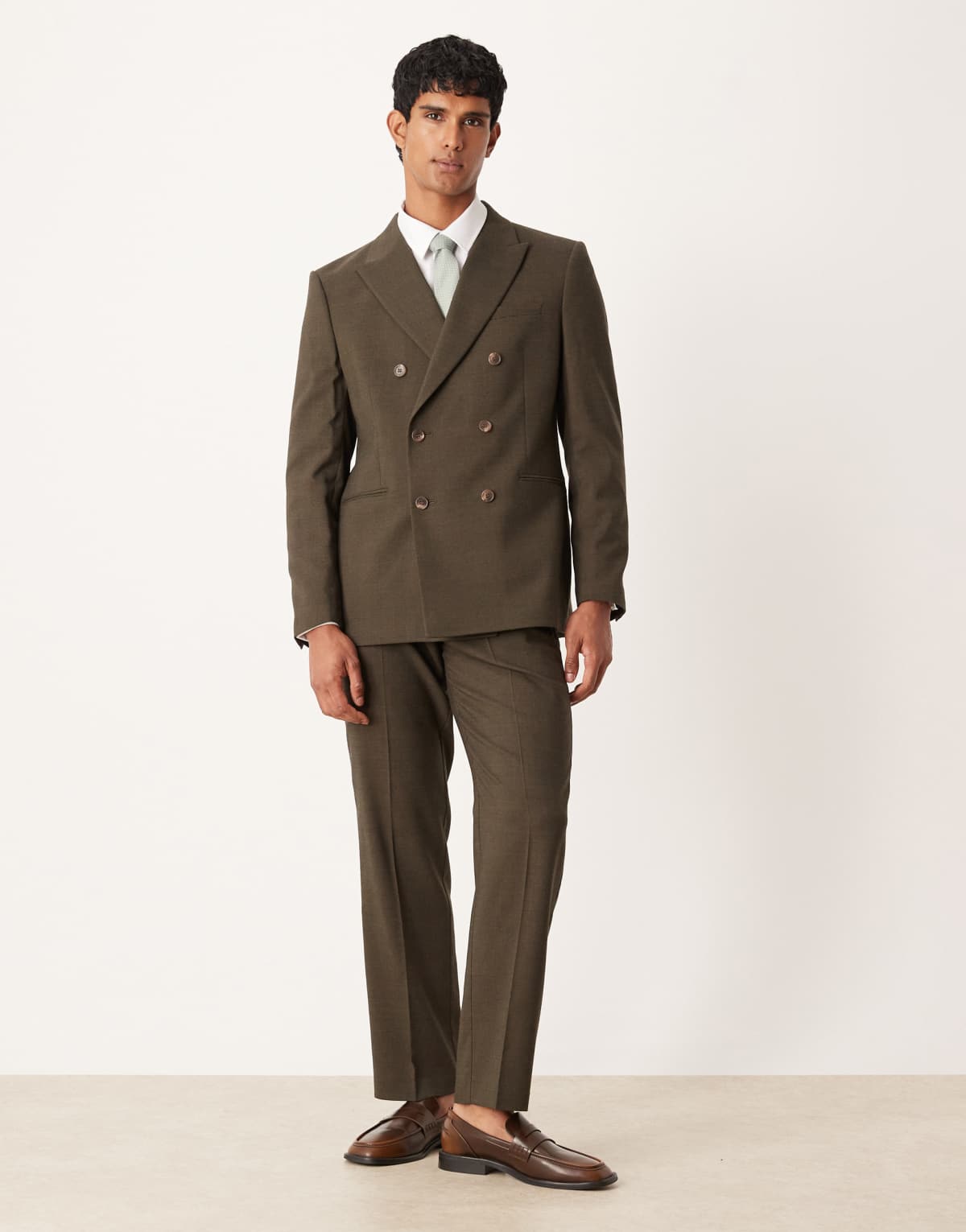 ASOS DESIGN straight suit trousers in brown glen check