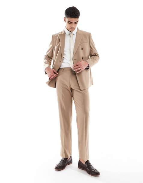 ASOS DESIGN straight suit trousers in brown