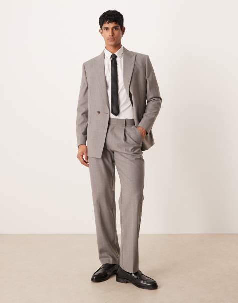 ASOS DESIGN straight suit trousers in light grey pinstripe