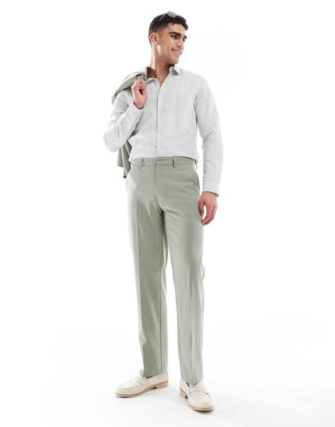 ASOS DESIGN straight suit trousers in sage green - view 1