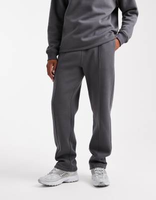 Asos Design Straight Sweatpants With Pin Tucks In Gray