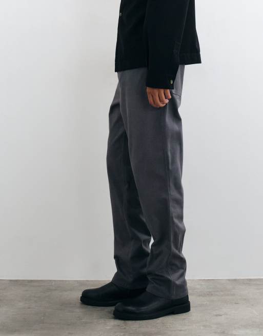 ASOS DESIGN straight trouser in charcoal moleskin, 2 of 5