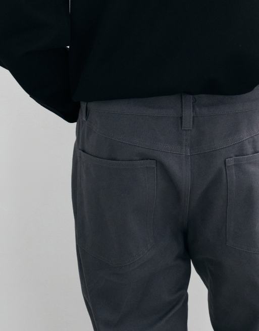ASOS DESIGN straight trouser in charcoal moleskin, 4 of 5