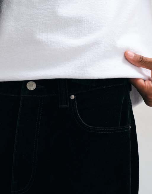 ASOS DESIGN straight trousers in black flocked fabric, 5 of 5