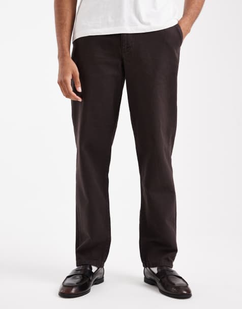 ASOS DESIGN straight trousers in brown - view 1