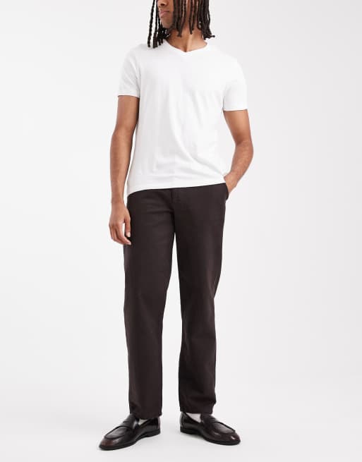 ASOS DESIGN straight trousers in brown, 2 of 5