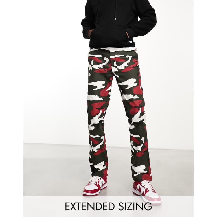 ASOS DESIGN straight trousers in red camo print ASOS